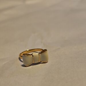 Kate Spade Gold and Cream Bow Ring, Size 7